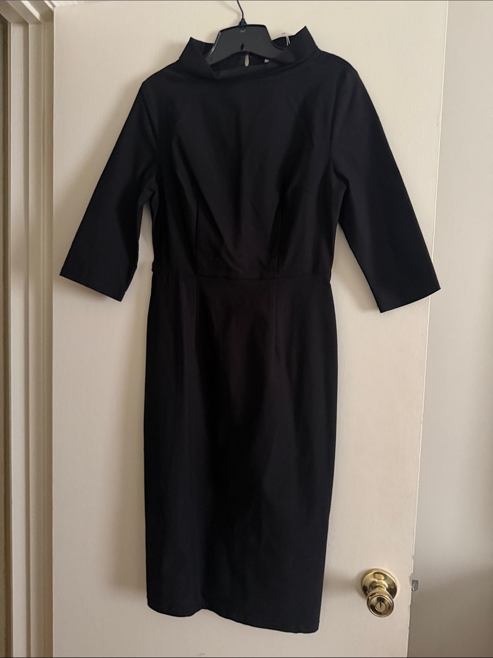 Muxxn Black Midi Dress with High Collar